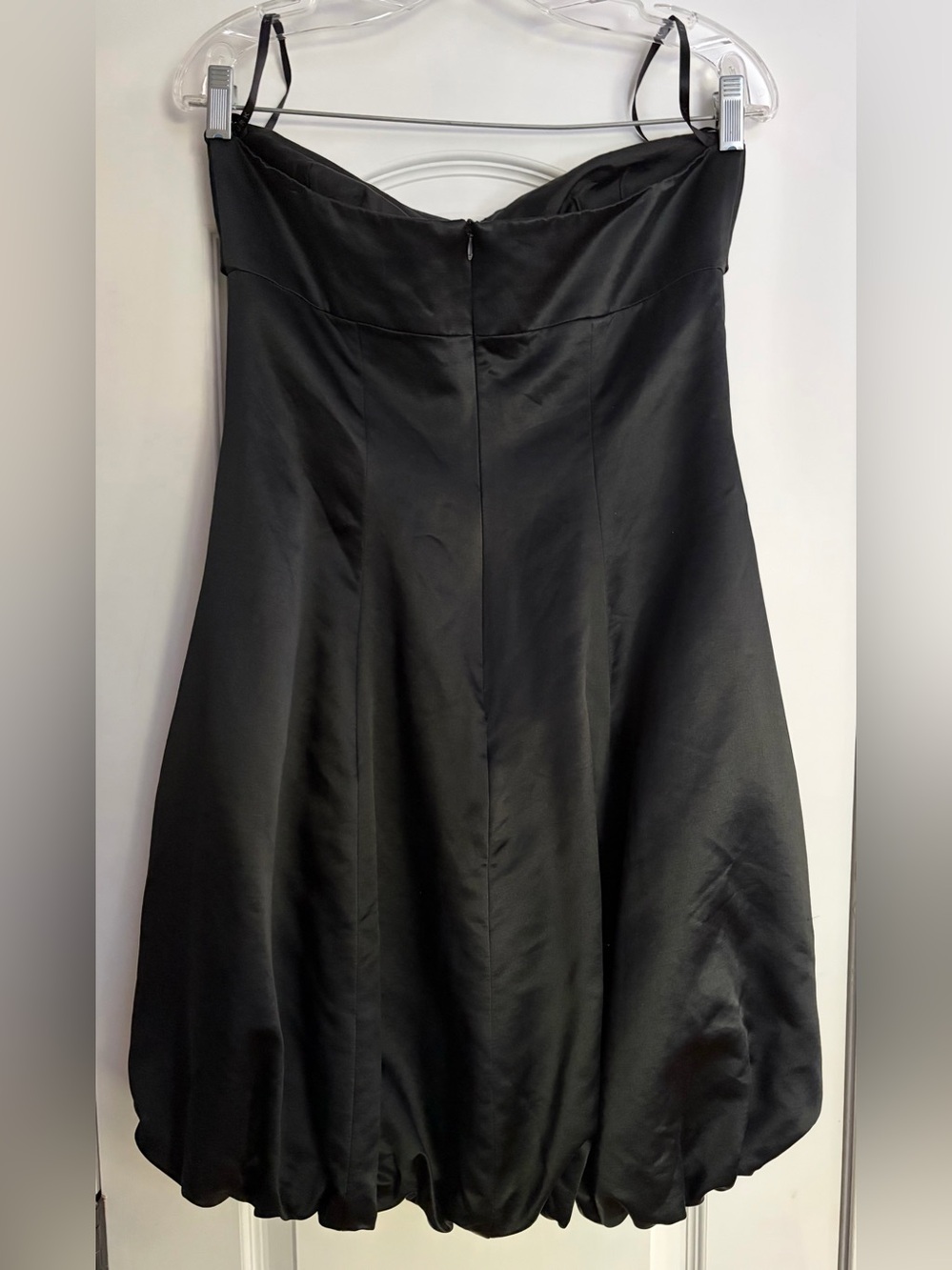 Trina Turk Vivian Dress 6 Black Wool/Silk Strapless Bow Bubble Hem Coquette EUC - Picture 2 of 6
